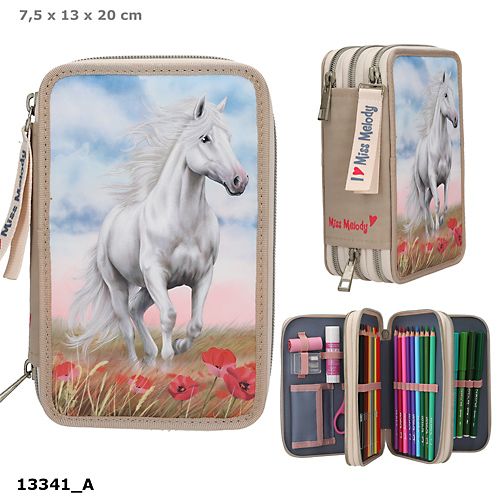 Piórnik 3-komorowy z wyposażeniem Miss Melody Poppy Sand 13341a