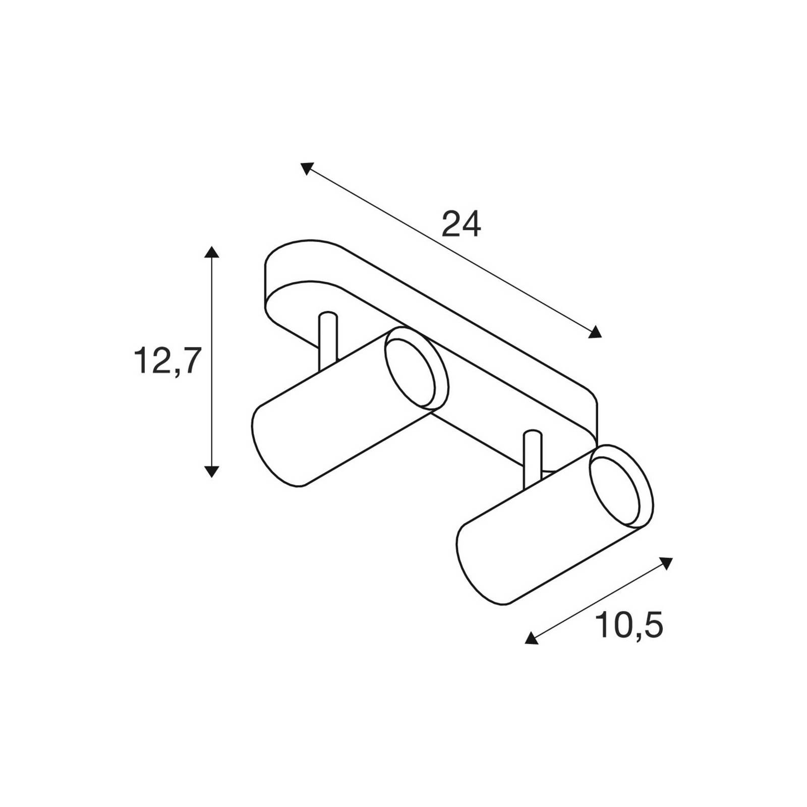 SLV Reflektor sufitowy LED Noblo, czarny, 3000 K, długość 24 cm możliwość ściemniania, czarny, salon / jadalnia, aluminium, nowoczesny