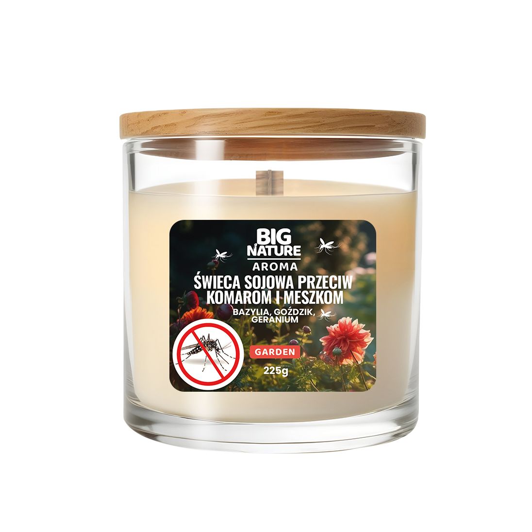 Big Nature Świeca sojowa przeciwko komarom i meszkom Garden 225 g - świeca