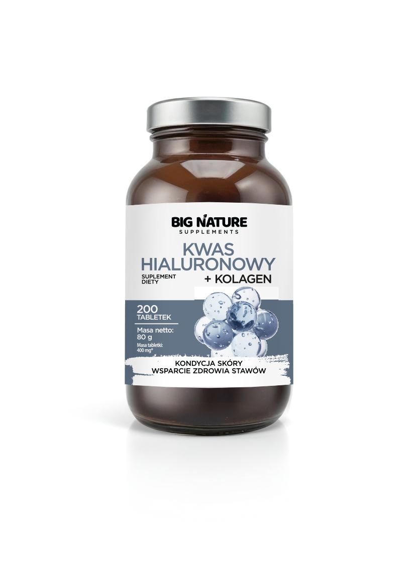 Big Nature Kwas hialuronowy + Kolagen - suplement diety 200 tab. - suplement