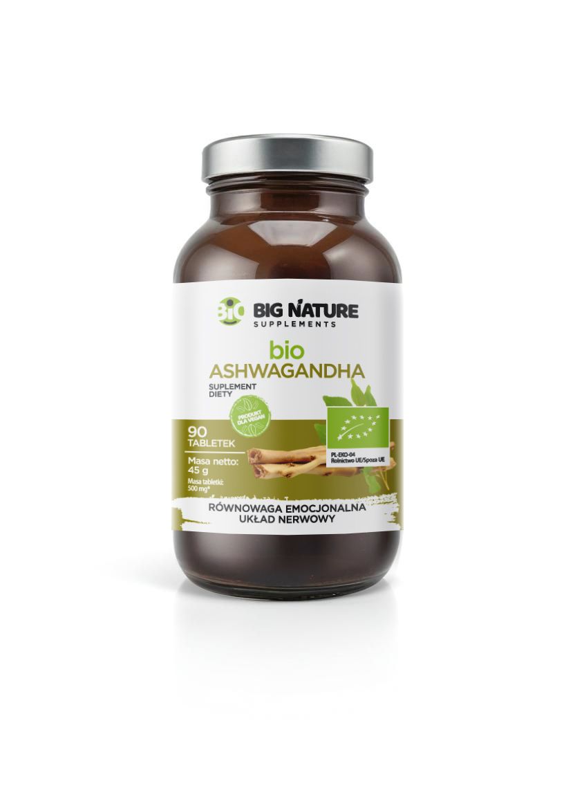 Big Nature Ashwagandha - suplement diety 90 tab. Bio - suplement
