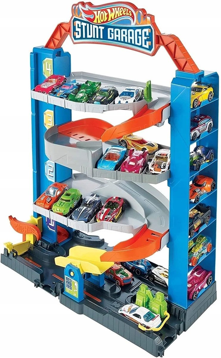 Hot Wheels Garaż Stunt Garage Autka Wyścig GNL70 zestaw