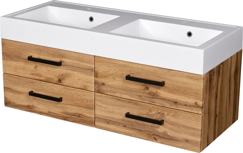 Szafka wisząca z umywalką 120 cm kolor dąb naturalny 50/4 seria Fokus Loft Gante