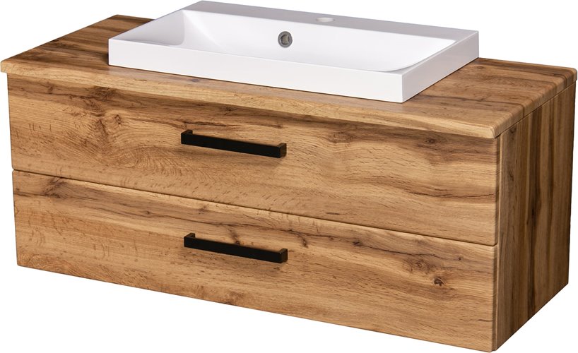 Szafka wisząca z umywalką nablatową 100 cm kolor dąb naturalny 39/2 seria Fokus Loft Gante