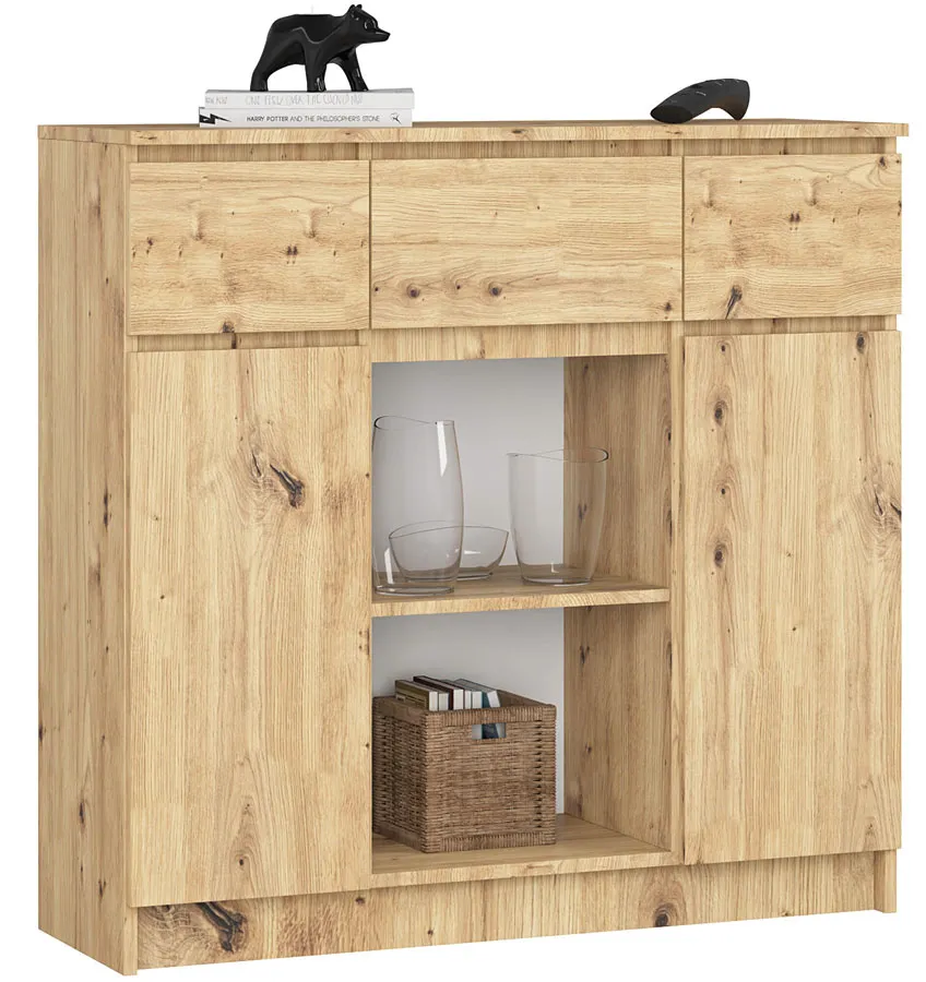 Komoda minimalistyczna do salonu dąb artisan - Nuvo