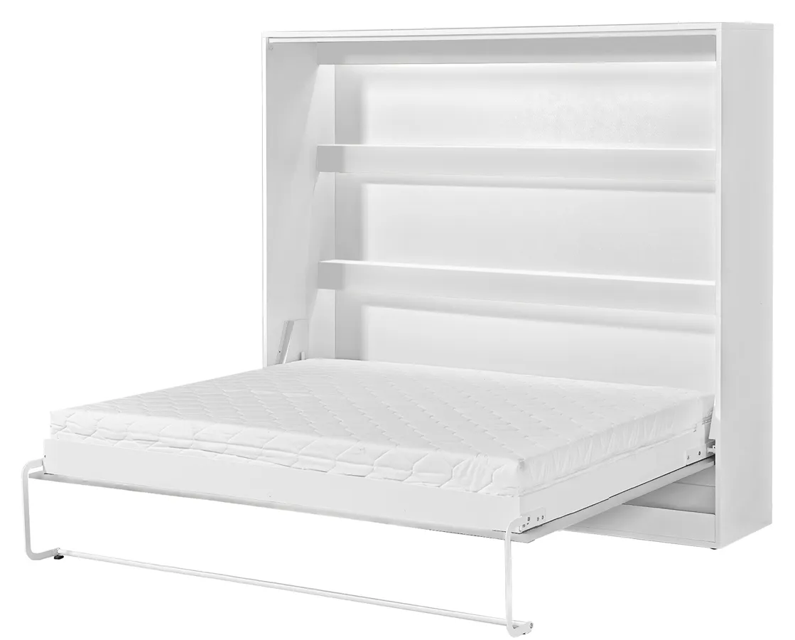 Bialy poziomy tapczan z półką 160x200 C6-L14