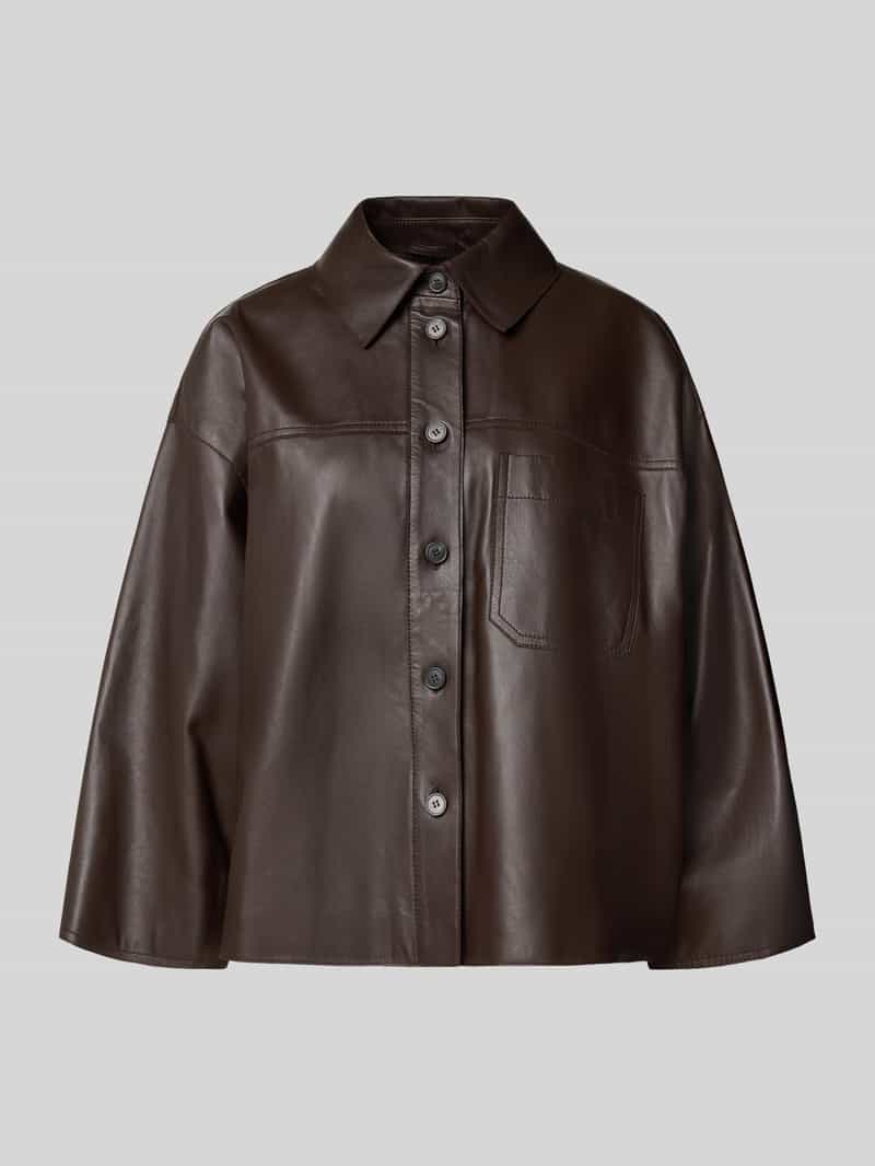 Kurtka skórzana o pudełkowym kroju ze skóry jagnięcej nappa model ‘STECCA’