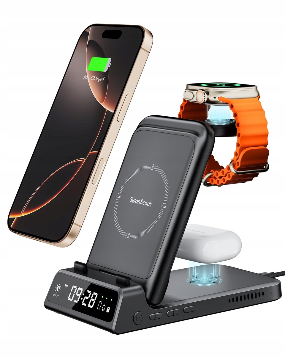 SwanScout 703A Stacja Ładowania 3w1 iPhone Apple Watch AirPods