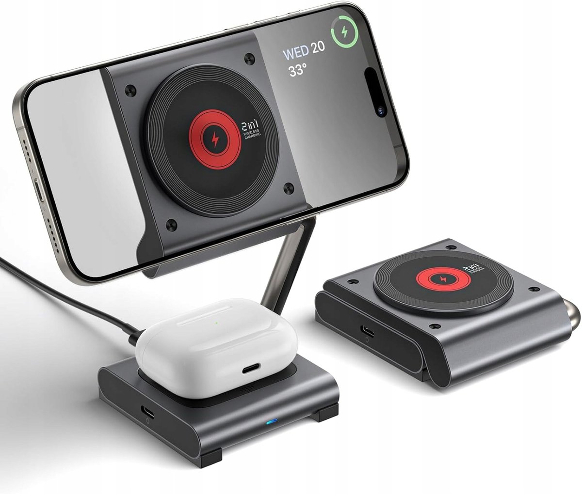 JSAUX Ładowarka 2w1 MagSafe iPhone Apple Watch AirPods Składana