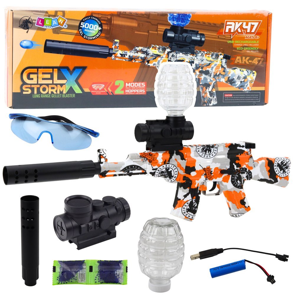 Karabin AK47 Na Kulki Wodne Hydrożelowe Graffiti Pomarańczowy LEAN Toys