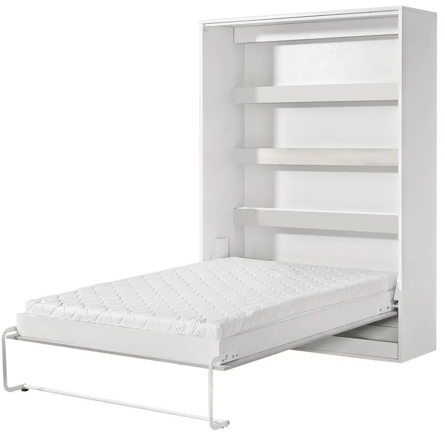 Pionowy biały otwierany tapczan z półką 140x200 P4-R50