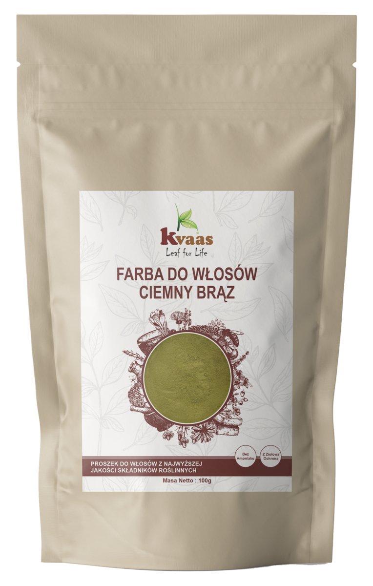 KVAAS FARBA HENNA DO WŁOSÓW CIEMNY BRĄZ 100g