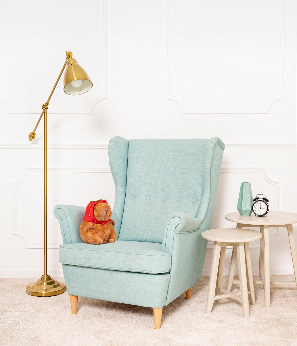 DUŻA KAPIBARA RICK MASKOTKA MIŚ PLUSZAK PRZYTULANKA Z TRUSKAWKĄ - 23cm