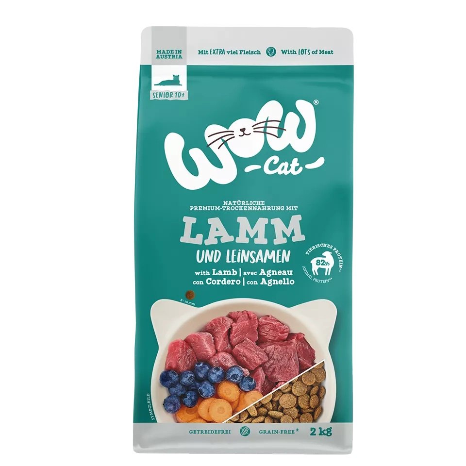 Wow Cat Senior mit Lamm - karma z jagnięciną dla starszych kotów 2 kg - karma dla zwierząt