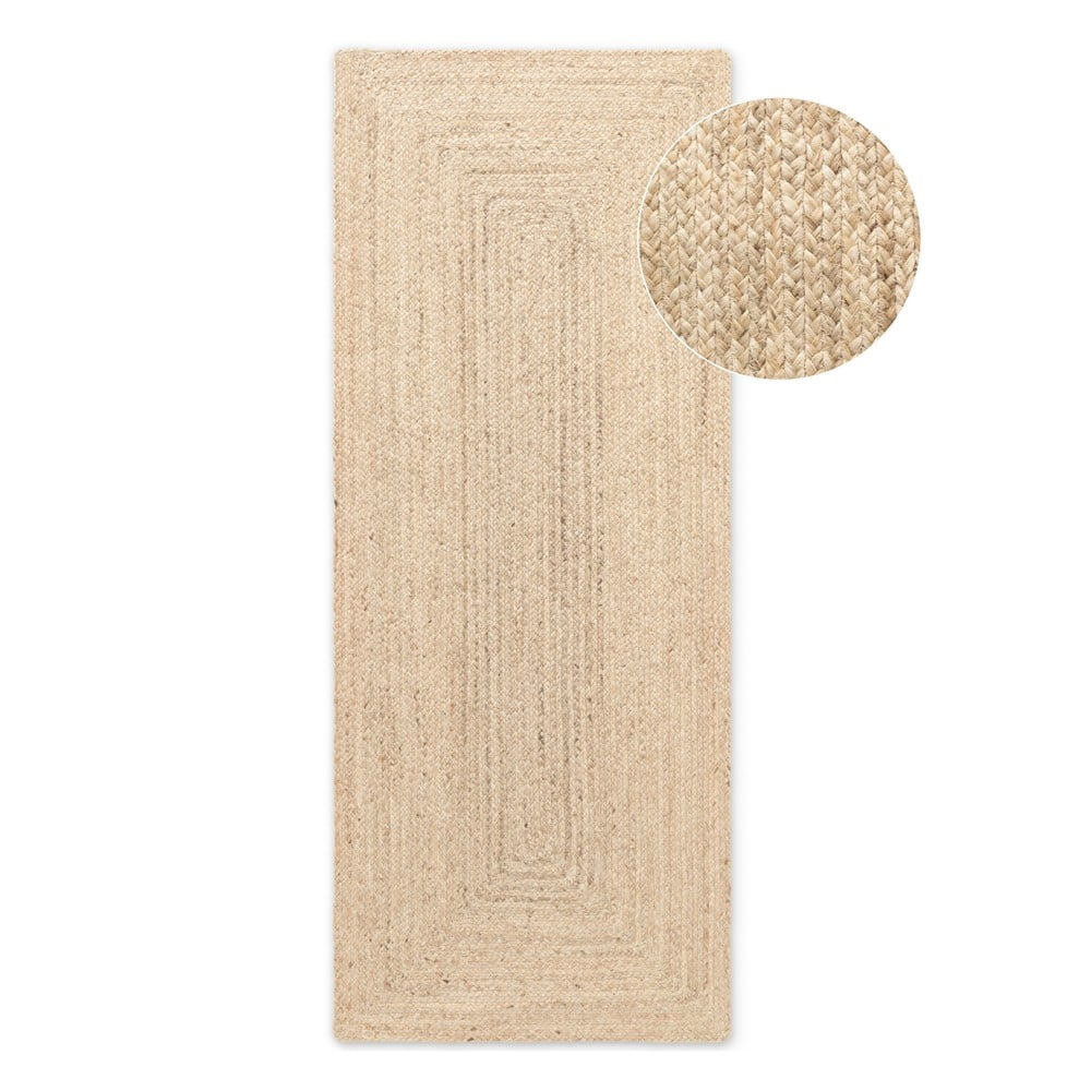 Dwustronny chodnik z juty tkany ręcznie w jasnym naturalnym kolorze 80x200 cm Sharmila Natural White – Hanse Home