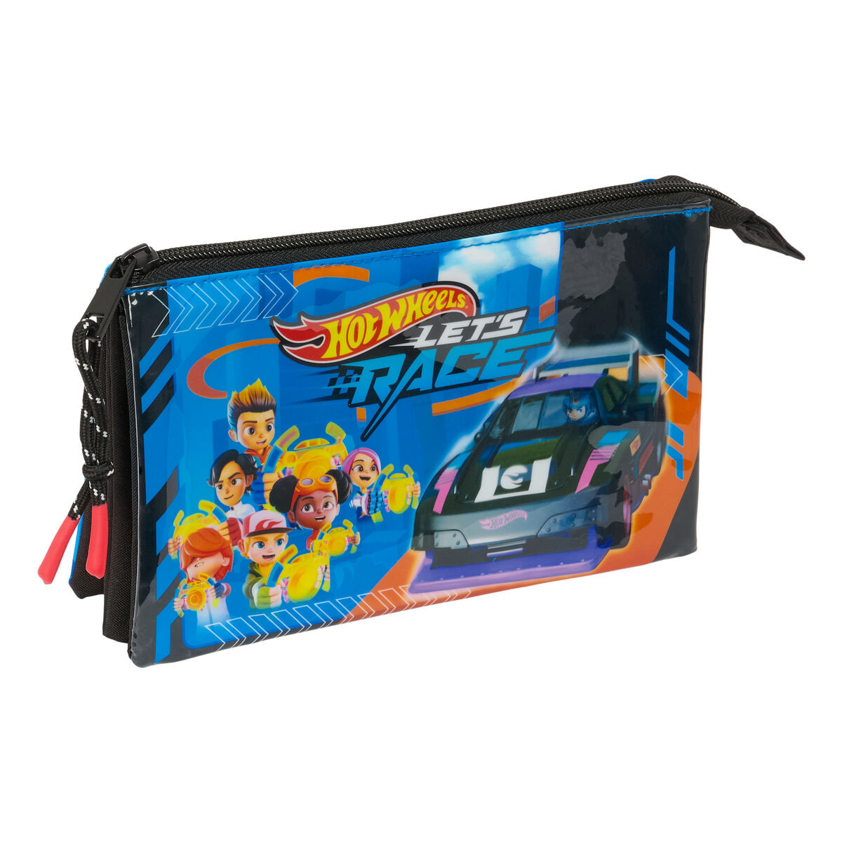 Piórnik Potrójny Hot Wheels Let's race Niebieski Czarny 22 x 12 x 3 cm