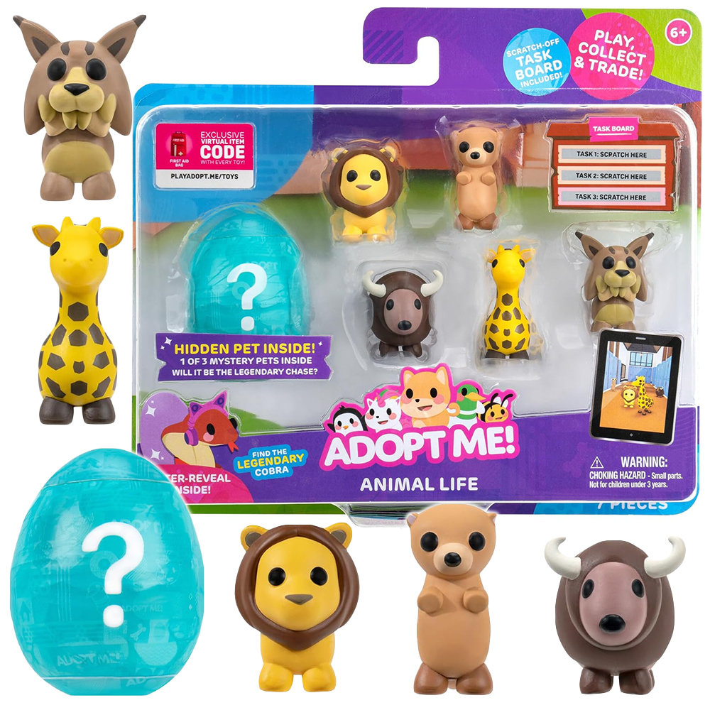 Adopt Me Zestaw 6 Figurek Animal Life Dzikie Zwierzęta Oryginalne Figurki