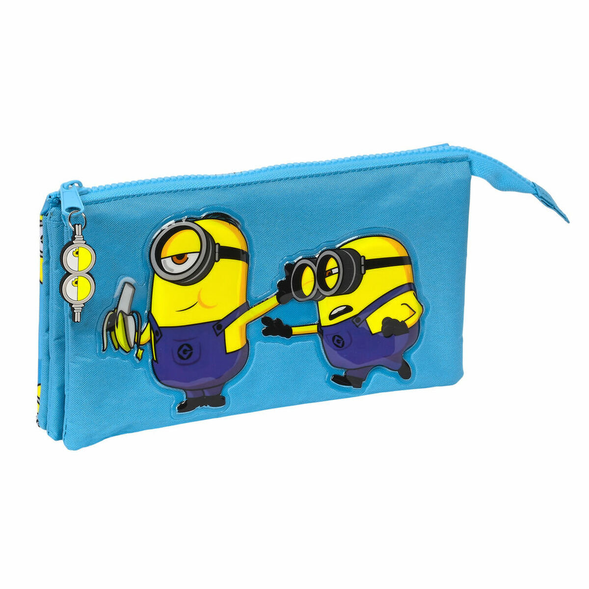 Piórnik Potrójny Minions Minionstatic Niebieski (22 x 12 x 3 cm)