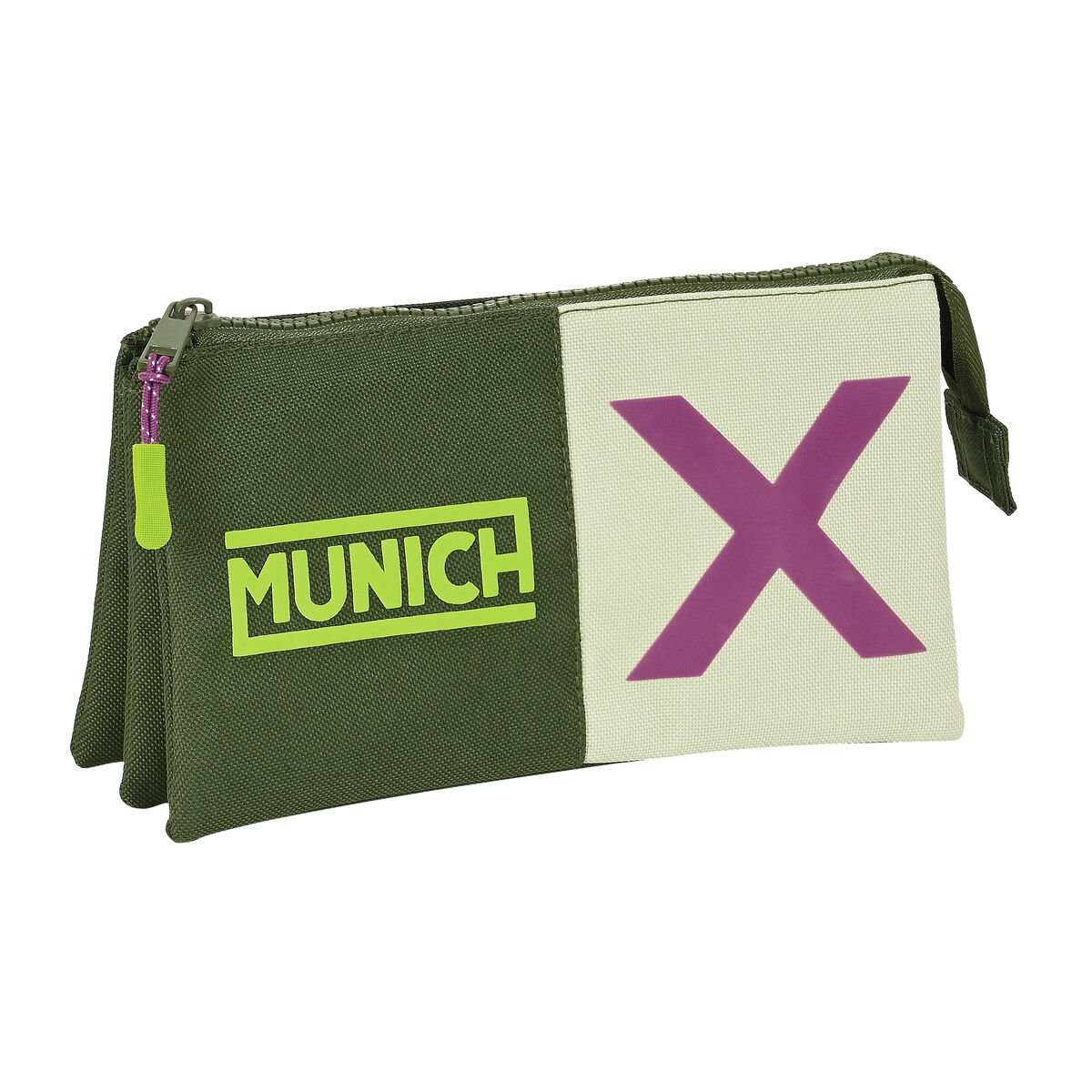 Piórnik Potrójny Munich Bright khaki Kolor Zielony 22 x 12 x 3 cm