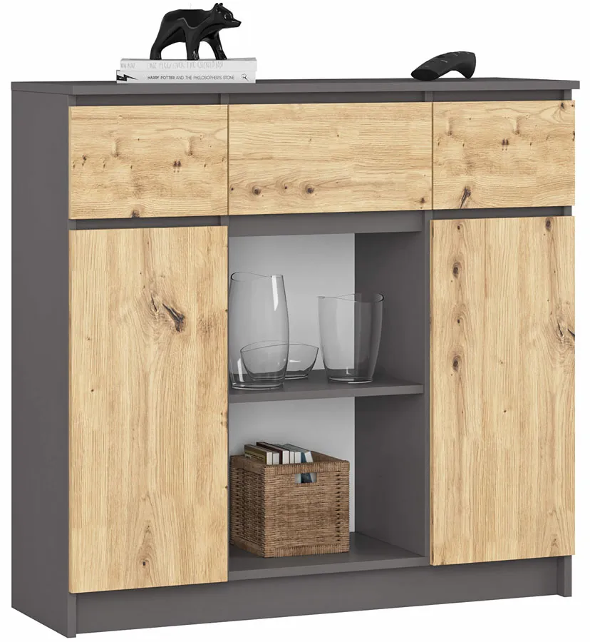 Nowoczesna komoda grafit + artisan - Nuvo