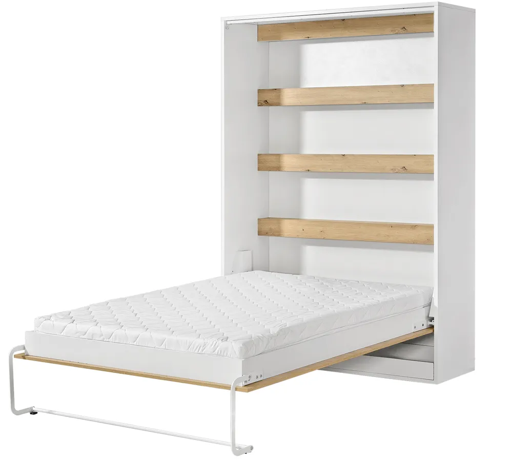 Półkotapczan pionowy biały + dąb 140x200 H9-G18