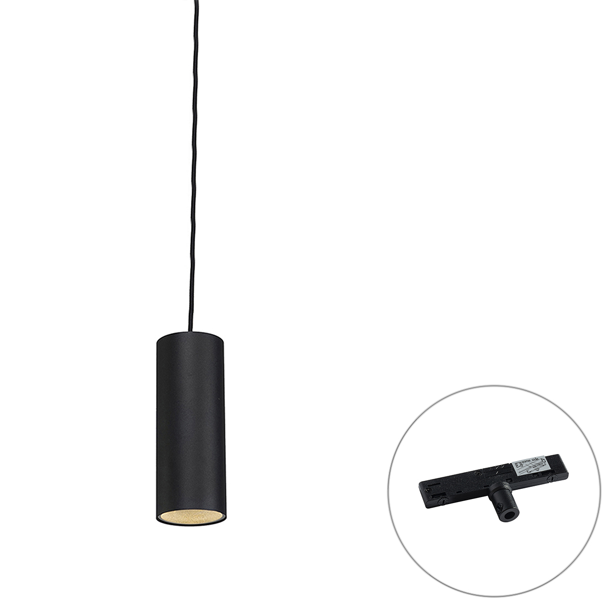 QAZQA Design hanglamp zwart incl. rail adapter 1-fase - Slimline Tubo