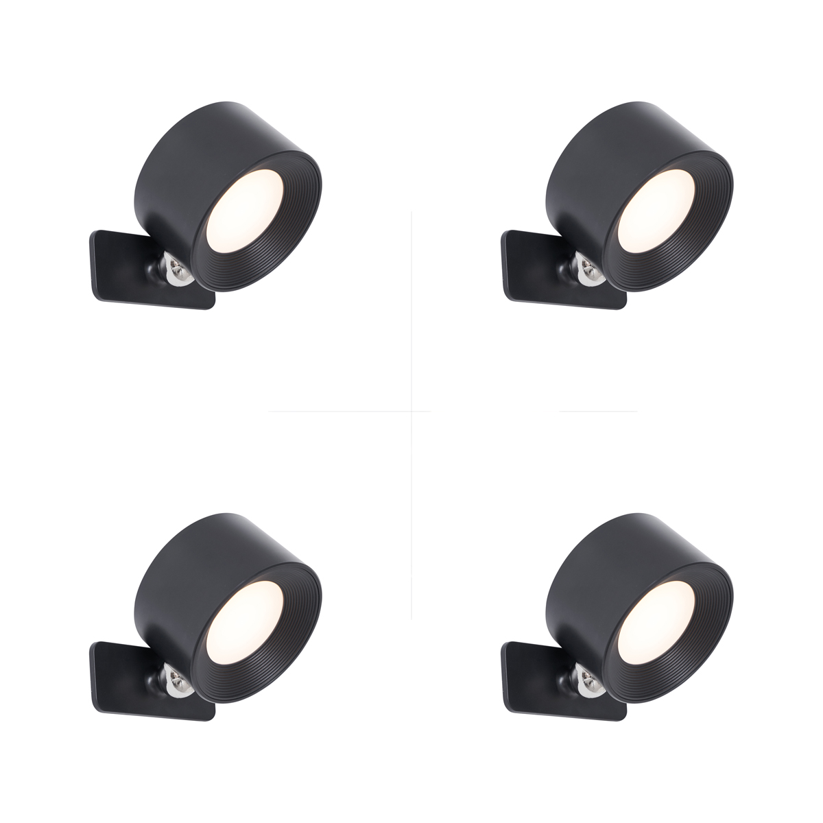 QAZQA Zestaw 4 nowoczesnych lamp ściennych i sufitowych czarnych z możliwością ładowania LED - Bright