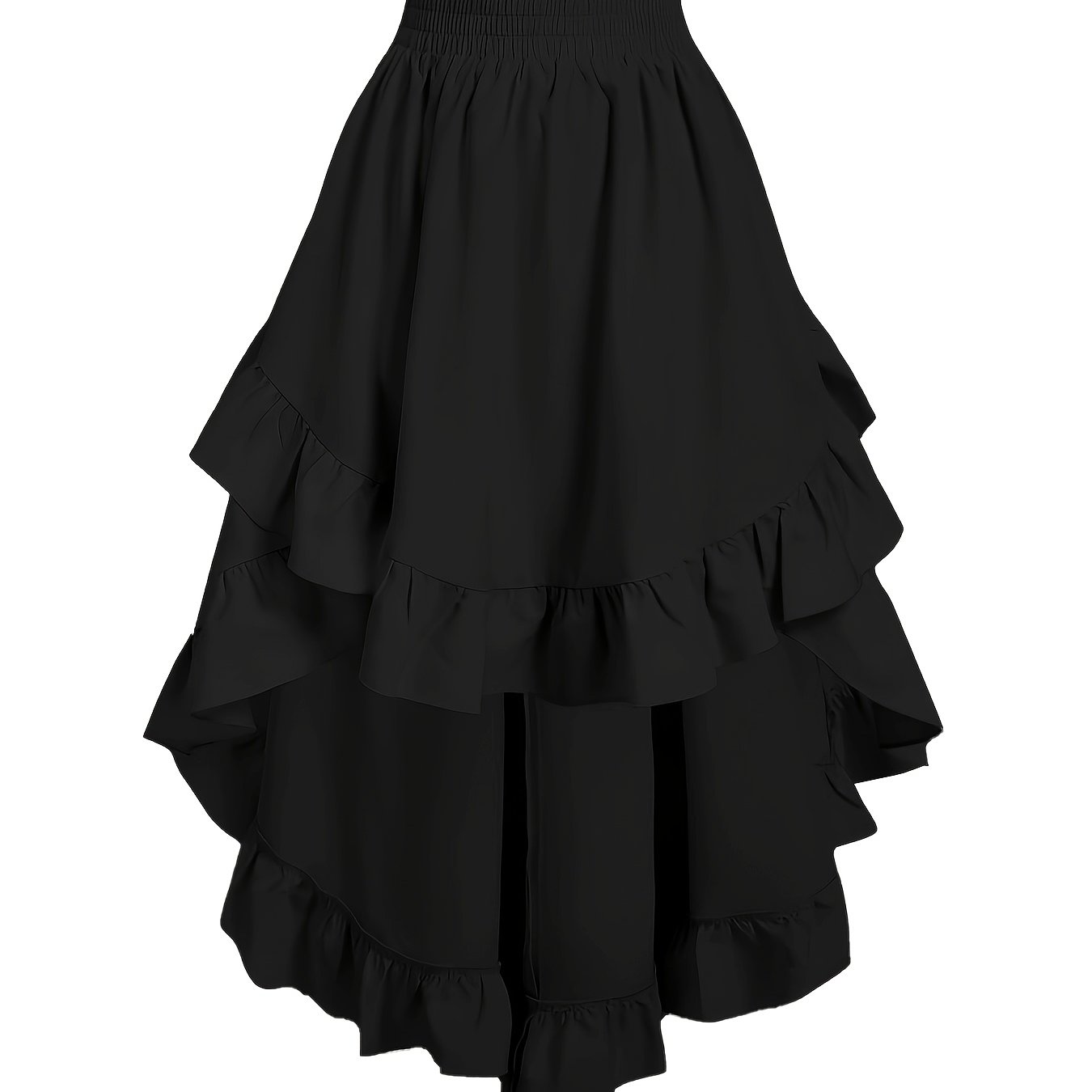 TEMU Damska szara spódnica midi z falbankami, w stylu vintage, jednokolorowa, z warstwowymi spódnicami, elegancki akcesorium do mody na wiosnę/leto,