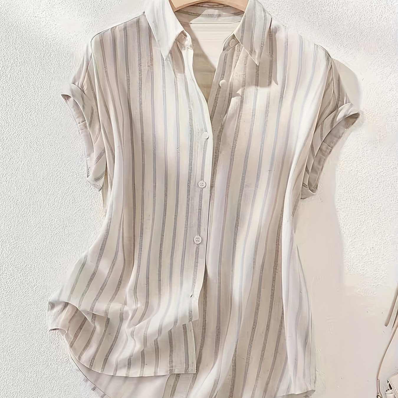 TEMU Elegancka letnia pionowa koszulka polo z jednym guzikiem dla kobiet - swobodny opadający ramieniem krótki rękaw, zapinana na guziki, regularny