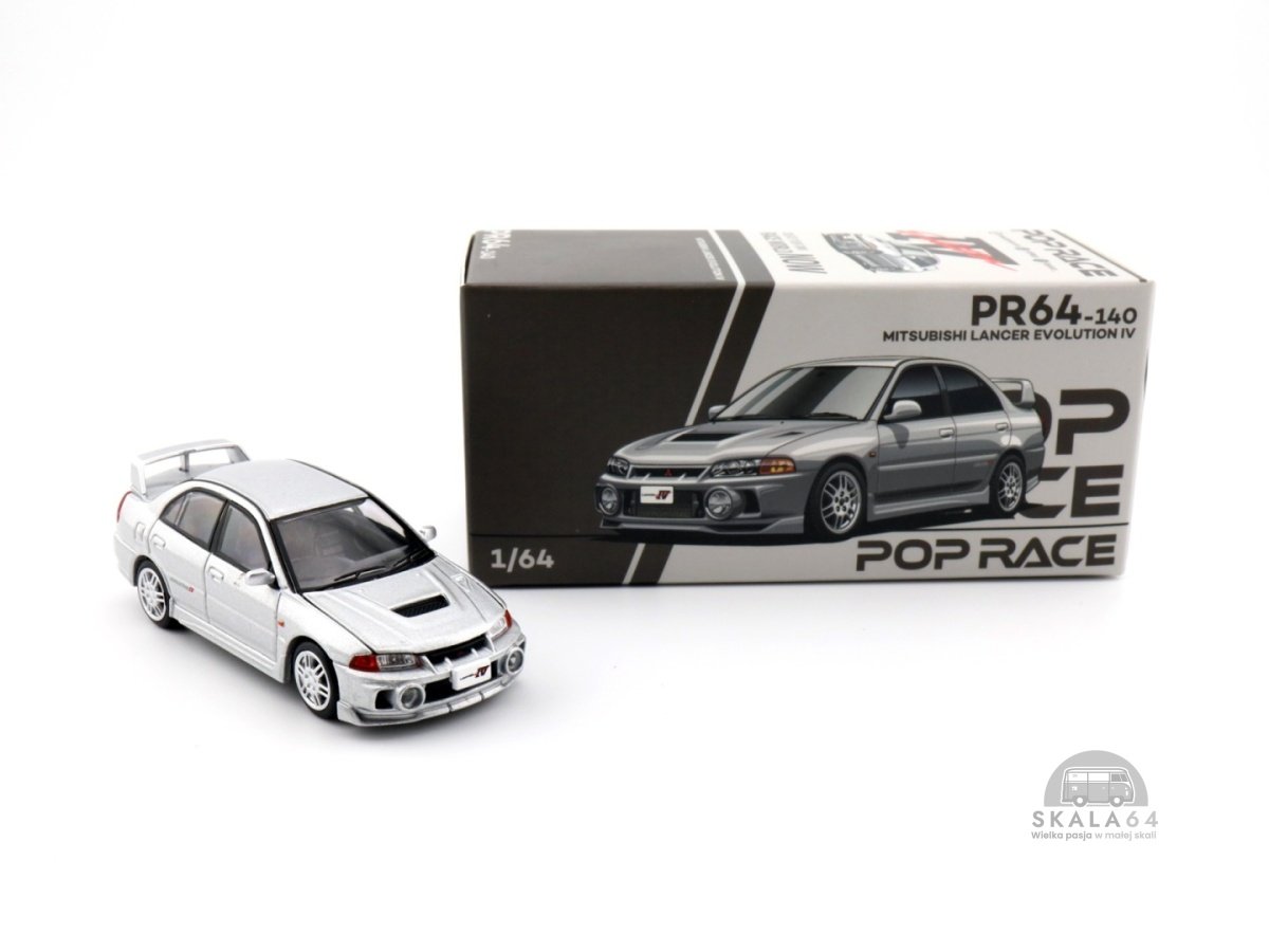POP RACE PR64-0140 Mitsubishi Lancer Evolution IV Steel Silver Metallic PR640140