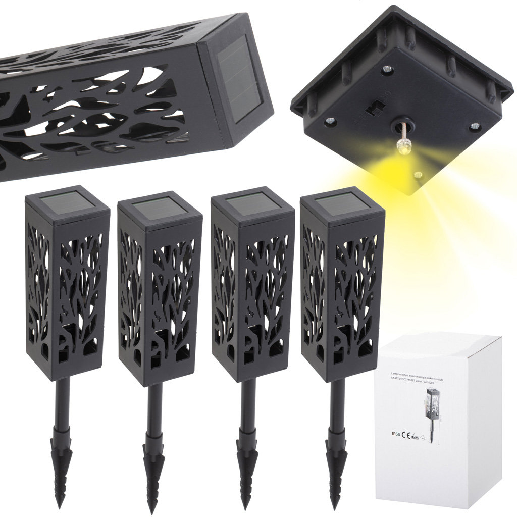Lampa Solarna Ogrodowa Lampiony Stojące Wbijane Dekoracyjne Zestaw 4 Sztuki