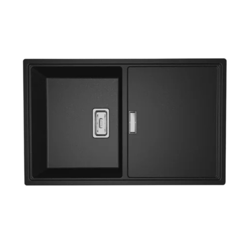 Laveo Tonga Zlewozmywak granitowy jednokomorowy 50x80 cm czarny SPT_711Y