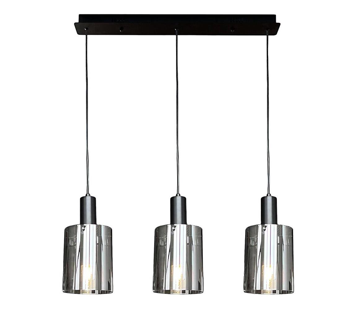 Żyrandol na lince ARCADIA 3xE27/60W/230V czarny/dym