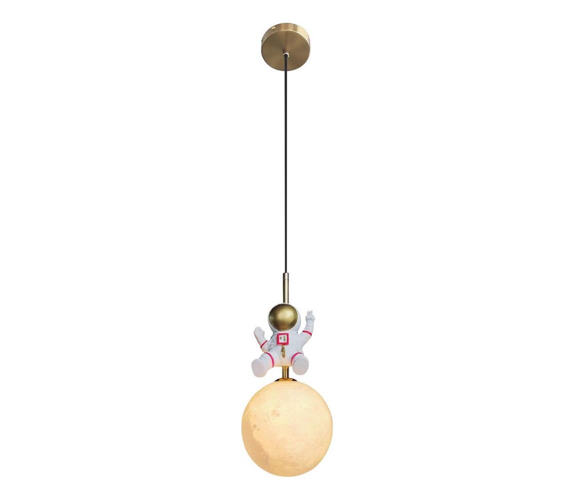 Żyrandol dziecięcy na lince ASTRONAUT 1xE27/60W/230V śr. 15 cm złoty/beżowy