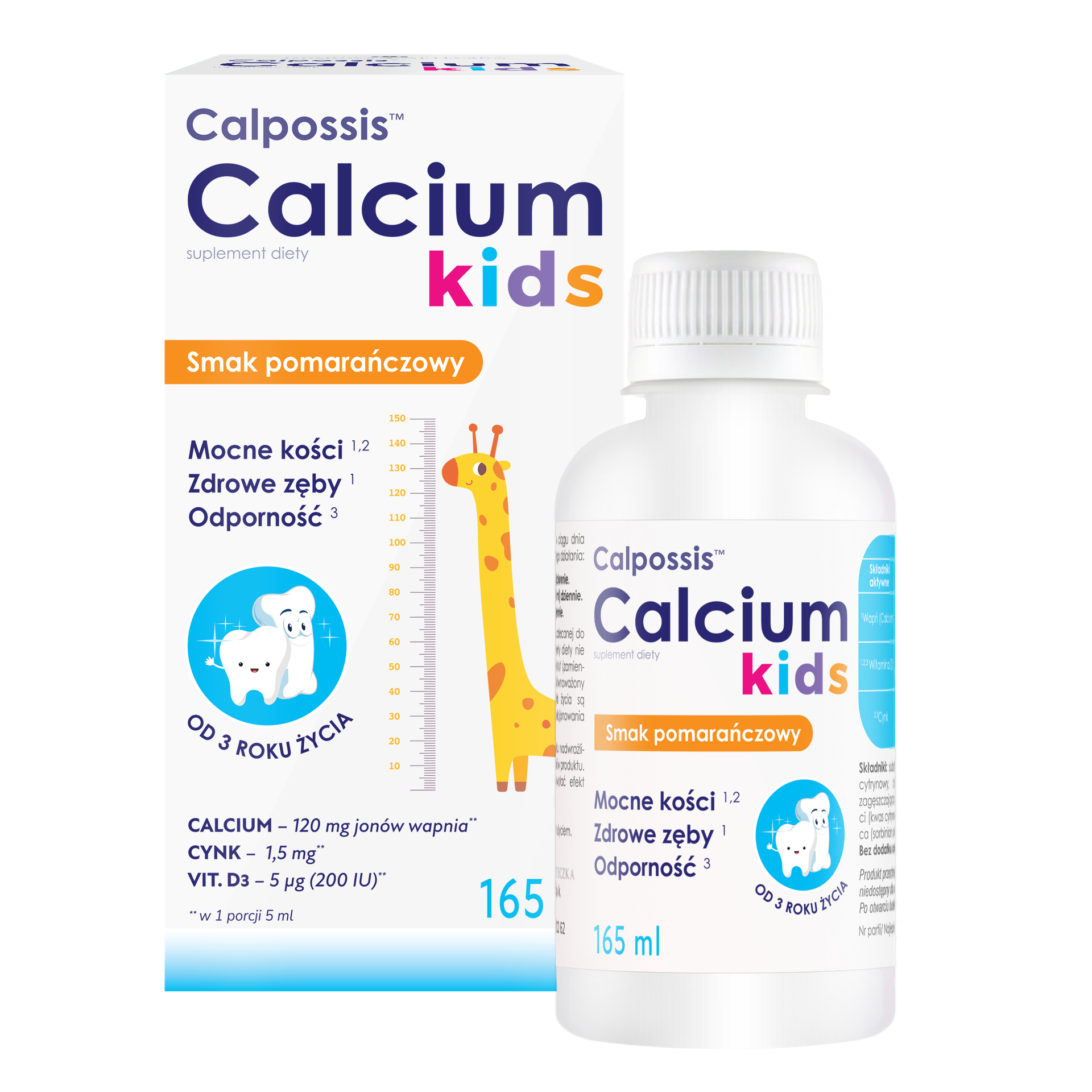 Calpossis Calcium Kids, od 3 lat, smak pomarańczowy, 165 ml