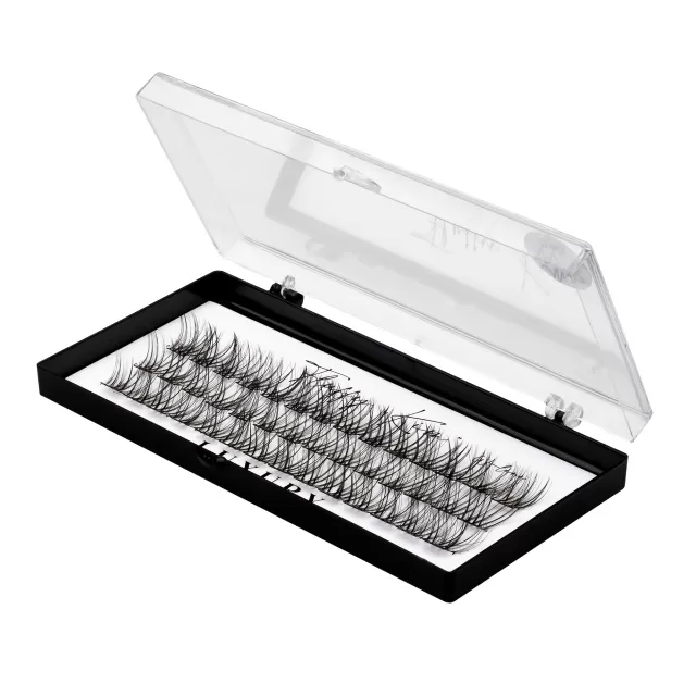 Luxury Lashes Fluffy Kim Black 10 mm Ekstremalnie czarne kępki rzęs w kształcie litery 