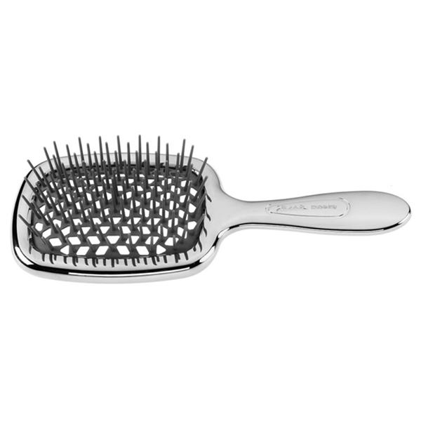 Janeke Superbrush Silver Line Pneumatyczna szczotka do włosów chromowana z czarnymi ząbkami
