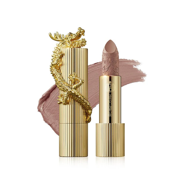 Palace Identity Gilt-gold Dragon Velvet Lipstick in M15 Soft Caramel Szminka do ust