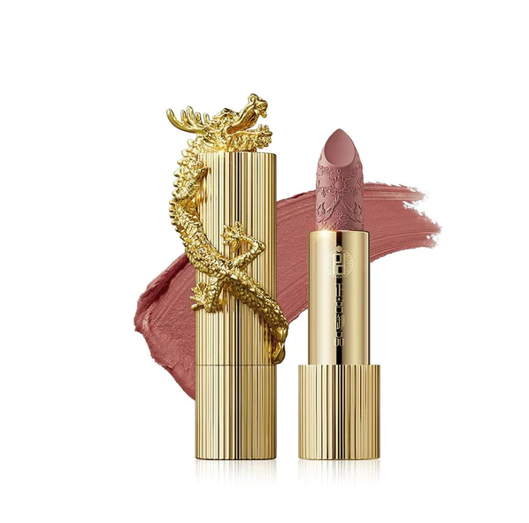 Palace Identity Gilt-gold Dragon Velvet Lipstick in Nude Apricot Szminka do ust