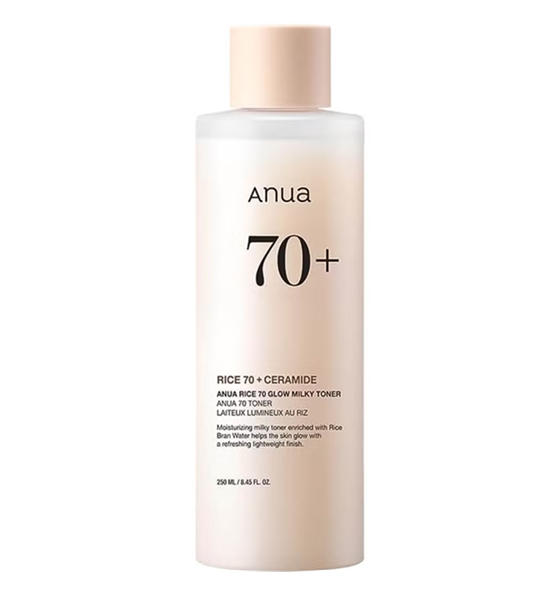 Anua Rice 70 Glow Moisturizing Rice Face Toner 250 ml Lekki, mleczny tonik do twarzy o właściwościach nawilżających i rozjaśniających
