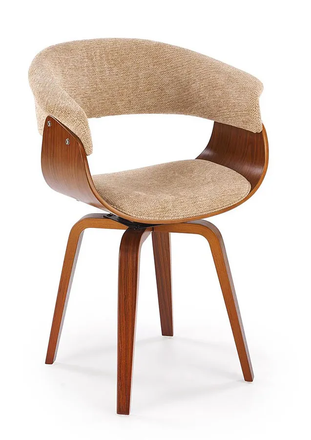 Beżowo-orzechowe krzesło tapicerowane P6-S52