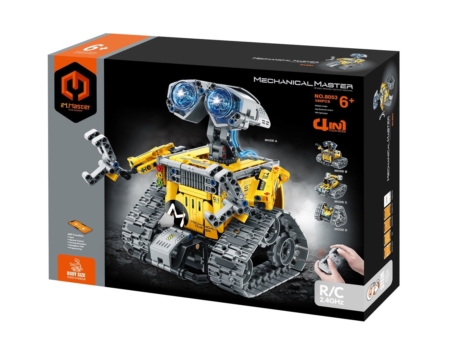 Rc klocki robot żółty 4w1 560 elementów - klocki