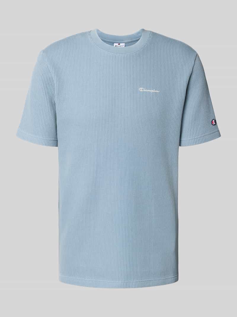 T-shirt z wyhaftowanymi logo i okrągłym dekoltem