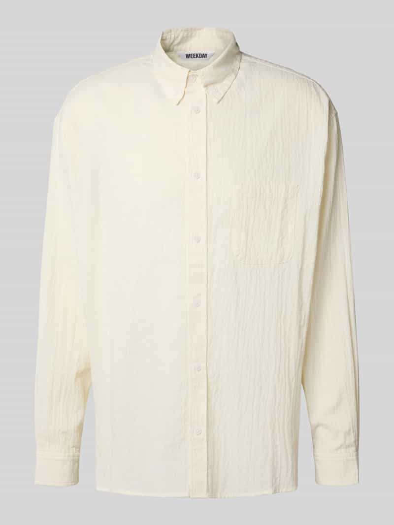 Koszula casualowa o kroju oversized fit z listwą guzikową model ‘Seersucker’