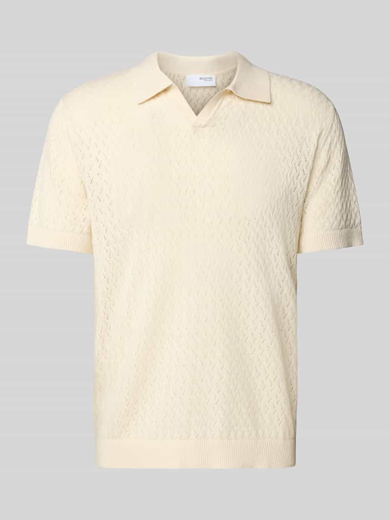 Koszulka polo o kroju regular fit z efektem szydełkowym model ‘LINO’