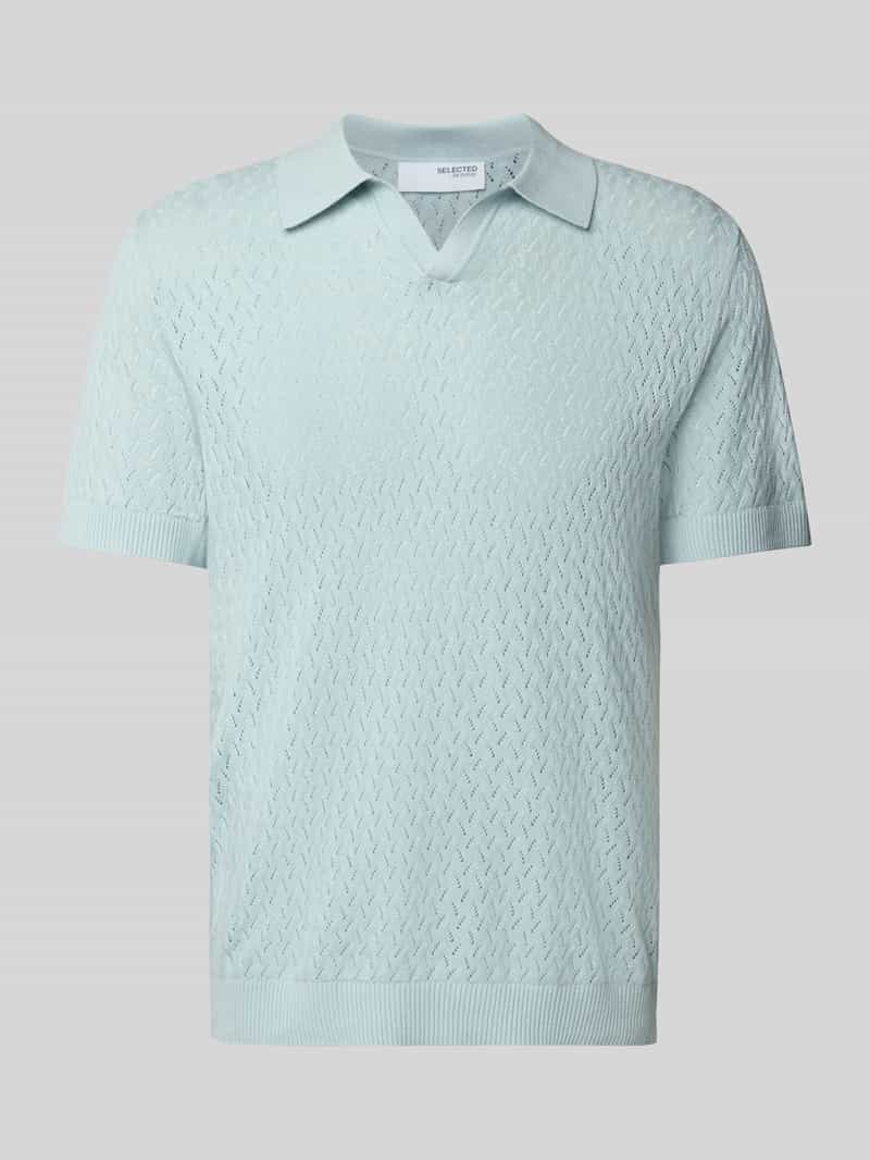 Koszulka polo o kroju regular fit z efektem szydełkowym model ‘LINO’