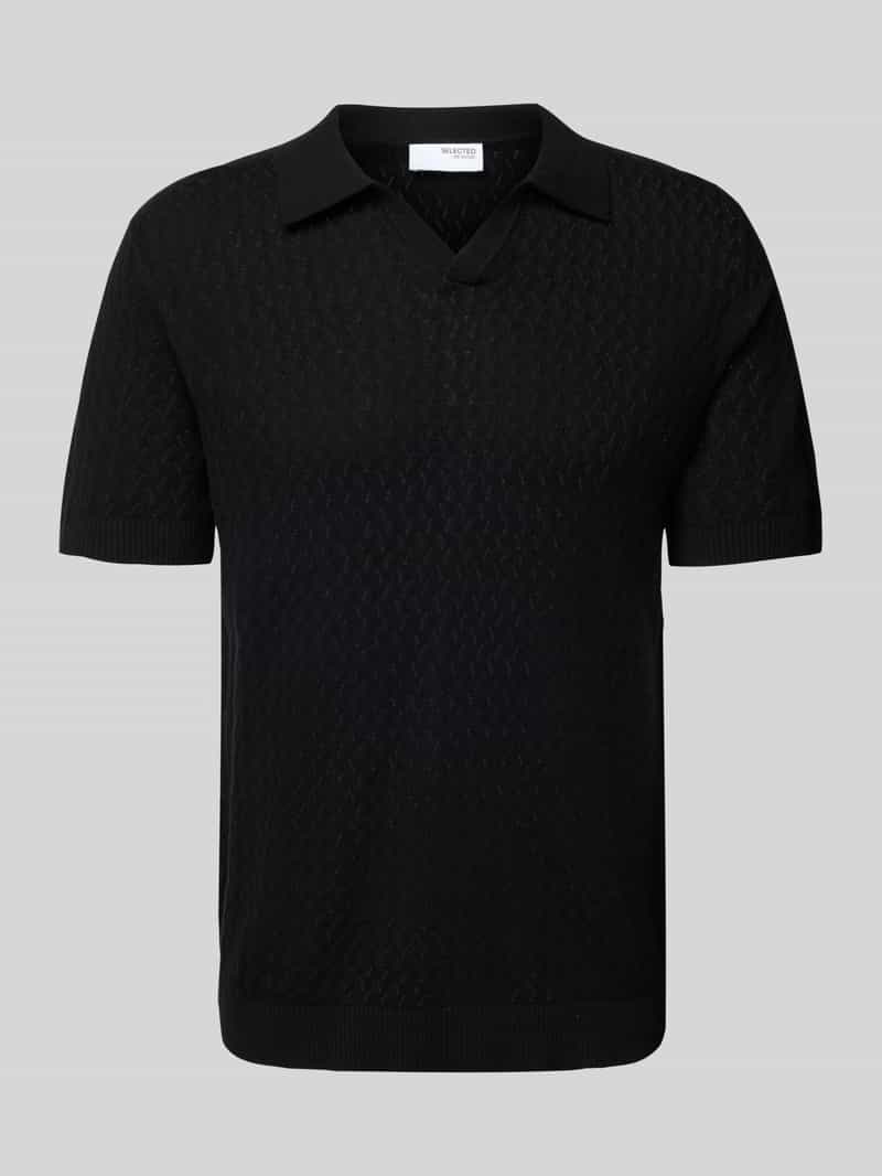 Koszulka polo o kroju regular fit z efektem szydełkowym model ‘LINO’
