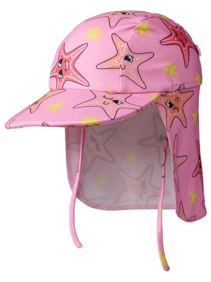 Småfolk Czapka w kolorze jasnoróżowym z osłoną karku