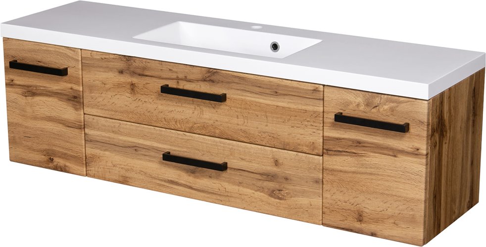 Szafka wisząca z umywalką 140 cm kolor dąb naturalny 39/2 seria Fokus Loft Gante