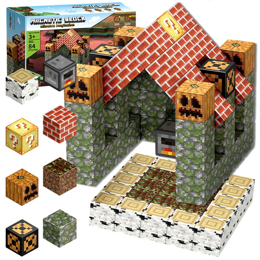 Klocki Magnetyczne 3D Kostki Konstrukcyjne Piksele Bloczki Kosteczki Zestaw Kreatywnych Klocków Budowlanych 84 el. XXL ŚWIAT Magnetic Blocks
